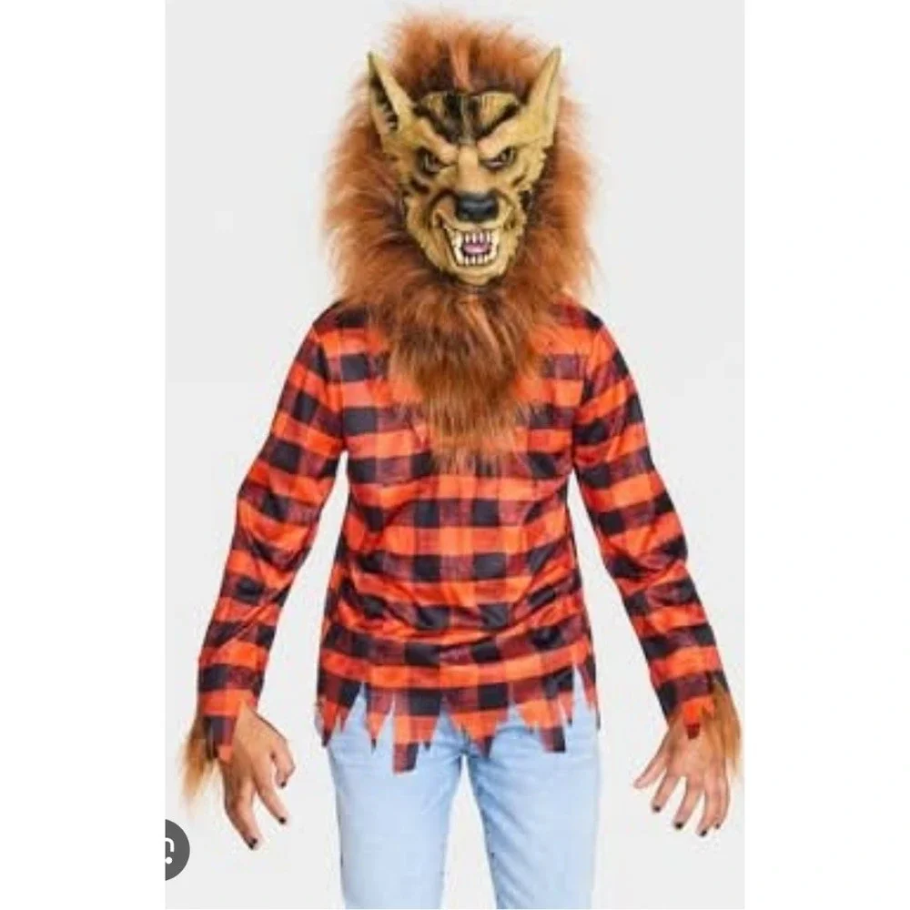 Kids Hyde and Eek Boutique Werewolf Shirt‎ Mask Costume Halloween Size L NEW
